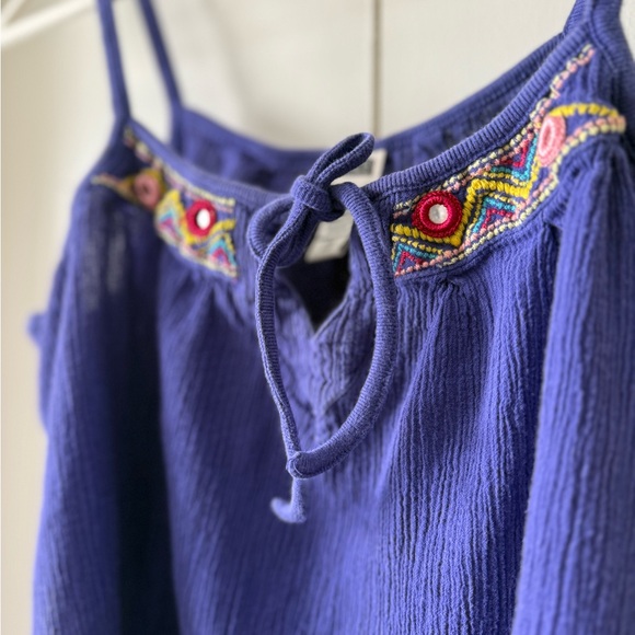 Vintage Route 66 Y2K Tank Top Purple Embroidered Spaghetti Strap Bow Ruffles - Picture 2 of 4